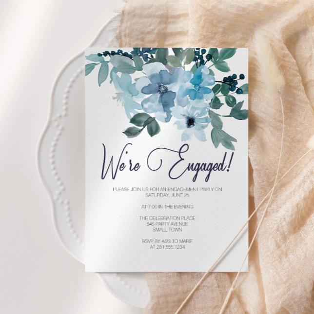 Pastellblå Ro Lägg till bild Förlovningsfest Inbjudningar (Skapare uppladdad)