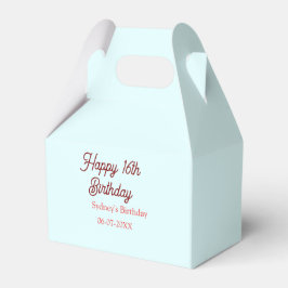 Pastellblå röd glad 16-årsdag namn datum eleg presentaskar
