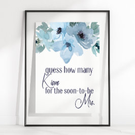 Pastellblå Ros Blommig Gissa Hur Många Kyssar Spel Poster