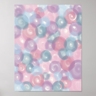 Pastellblå Rosa Lavendel Glansig Bubbelmönster Poster