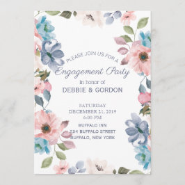 Pastellblå Rosa Lila Flower Bröllop Förlovning Inbjudningar