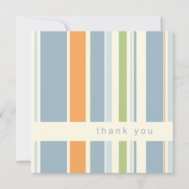 Pastellblå, strimmiga tackkort tack kort (Framsida)