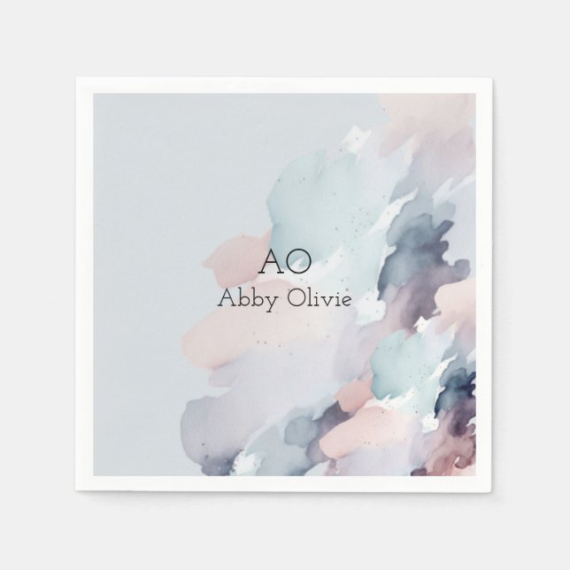 Pastellblå vattenfärg pappersservett (Framsidan)