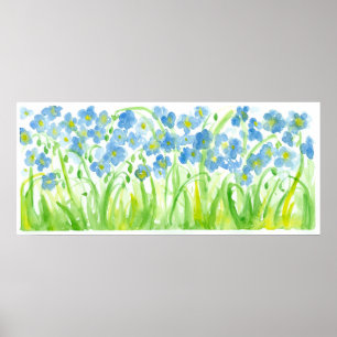 Pastellblå vattenfärgsfärg Målning Poster