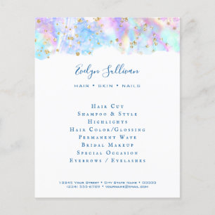 Pastellblå vattenfärgsflygare glitter flygblad
