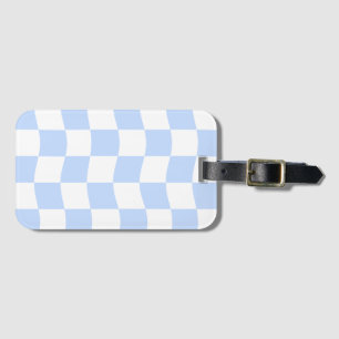 Pastellblå vit retro-rutig mönster bagagebricka