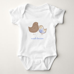 Pastellblå Whimsical Damask Kycklingar Söt Baby Po T-shirt