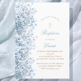 Pastellblått Babybos Baptism i pojke Inbjudningar