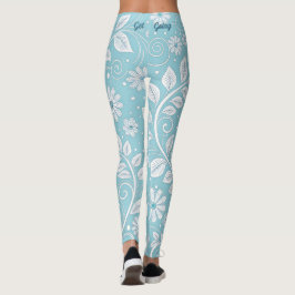 Pastellblått blommönster leggings