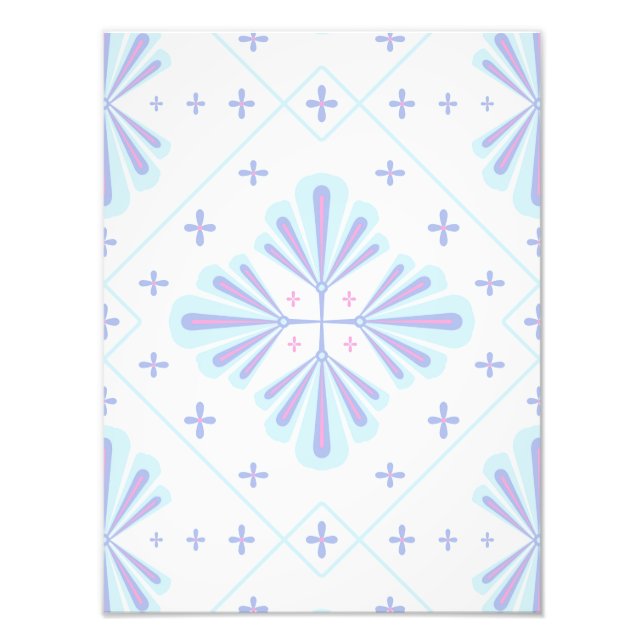 Pastellblått geometriskt blommigt upprepande mönst fototryck (Framsidan)