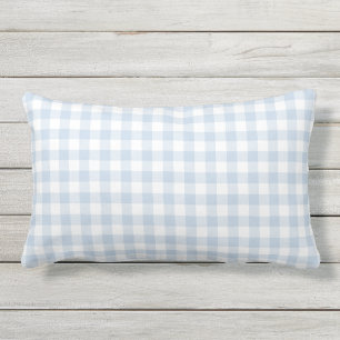 Pastellblått Gingham Mönster Checkered Lumbarkudde