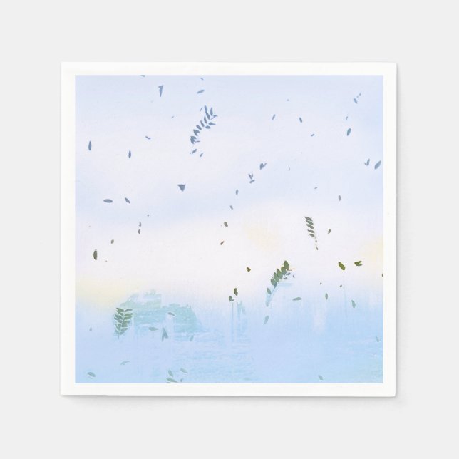 Pastellblått grönt blommigt löv pappra blöjor pappersservett (Framsidan)