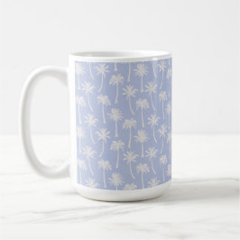PASTELLBLÅTT MED SOMMAR TROPISKA PALMER KAFFEMUGG