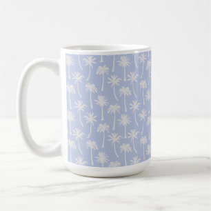 PASTELLBLÅTT MED SOMMAR TROPISKA PALMER KAFFEMUGG