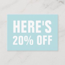 Pastellblått minimalistiskt trendig enkelt rabattk rabattkort