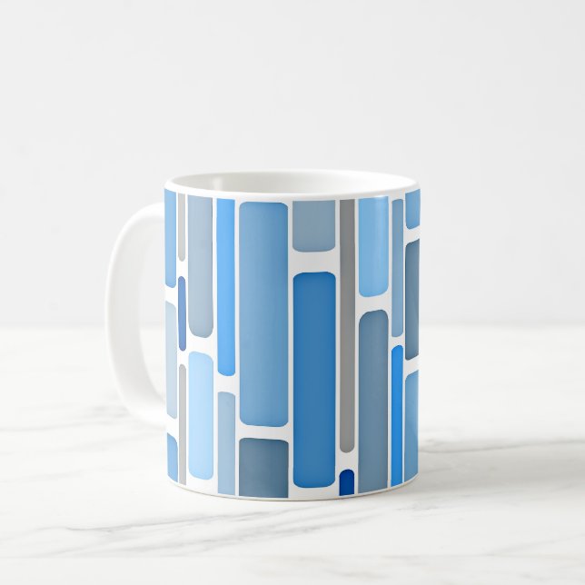 Pastellblått och grått mönster, kaffemugg (Framsida vänster)
