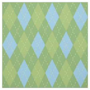 Pastellblått och Grönt Argyle Mönster Tyg
