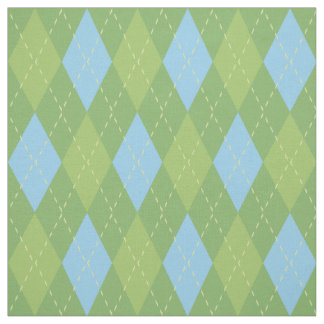 Pastellblått och Grönt Argyle Mönster Tyg