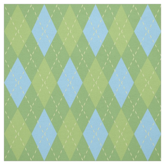 Pastellblått och Grönt Argyle Mönster Tyg (Provkarta)