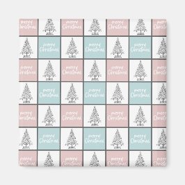 Pastellblått och Rosa Modern Mönster Magnet