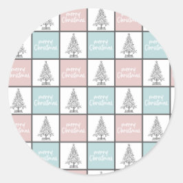 Pastellblått och Rosa Modern Mönster Runt Klistermärke