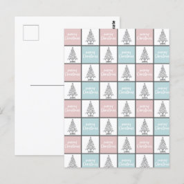 Pastellblått och Rosa Modern Mönster Vykort