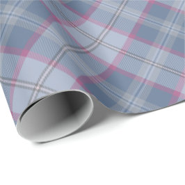 Pastellblått och Rosa Tartan Roterad Wrapping Papp Presentpapper