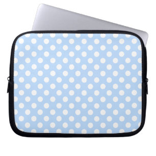 Pastellblått och vitt Polka dots Mönster Laptop Fodral