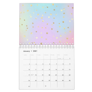 Pastellblått Rosa Lila, små, gula punkter Kalender
