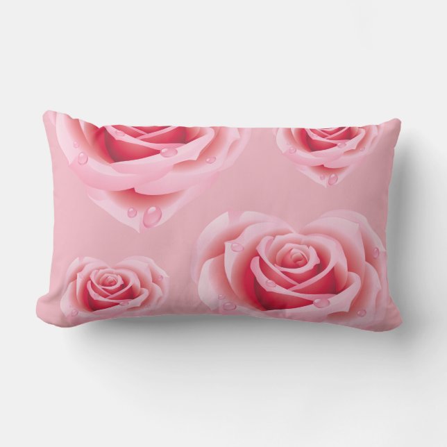 Pastellblått/Rosa ros Dekorativ kudde (Framsida)
