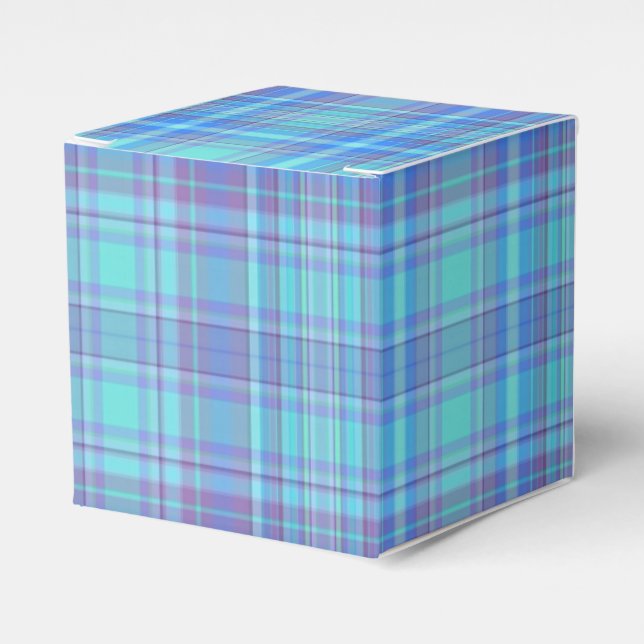 Pastellblått Rutigt Mönster Presentaskar (Framsidan Sidan)