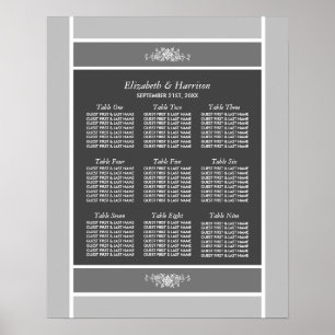 Pastellblock - Siver Grått - Bröllop-sätesdiagram Poster