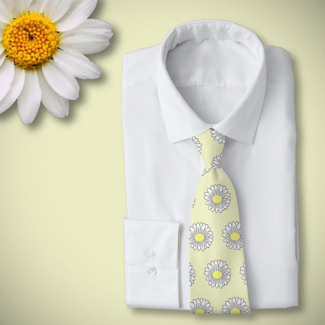Pastellblomma, Daisy, Gult Slips (Daisy Flower Yellow Neck Tie)