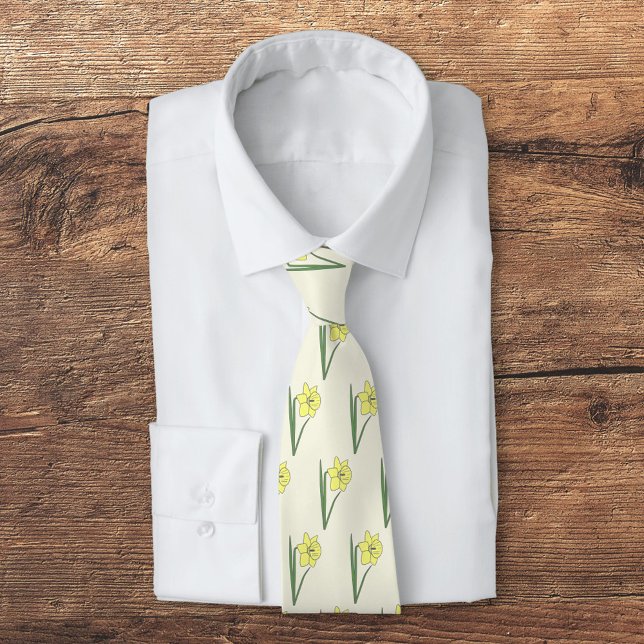 Pastellblomma från botaniska dil slips (Botanical Daffodil Neck Tie)
