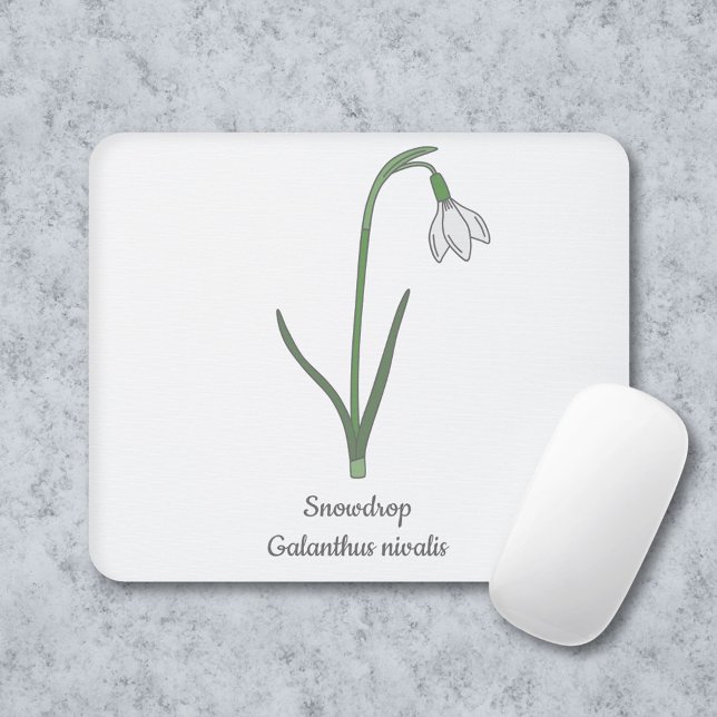 Pastellblomma från botaniska snödroppar musmatta (Botanical Snowdrop Mouse Pad)