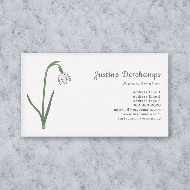 Pastellblomma från botaniska snödroppar visitkort (Botanical Snowdrop Pastel Flower Business Card)