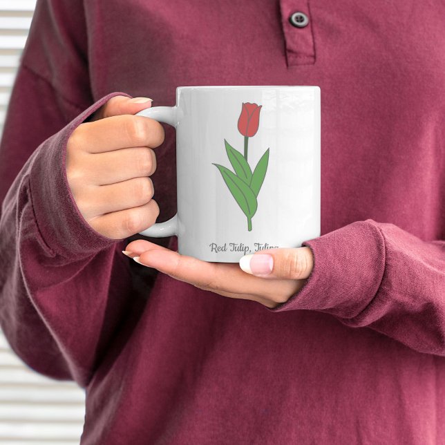 Pastellblomma från Botaniskt rött Tulip Kaffemugg (Botanical Red Tulip Mug)