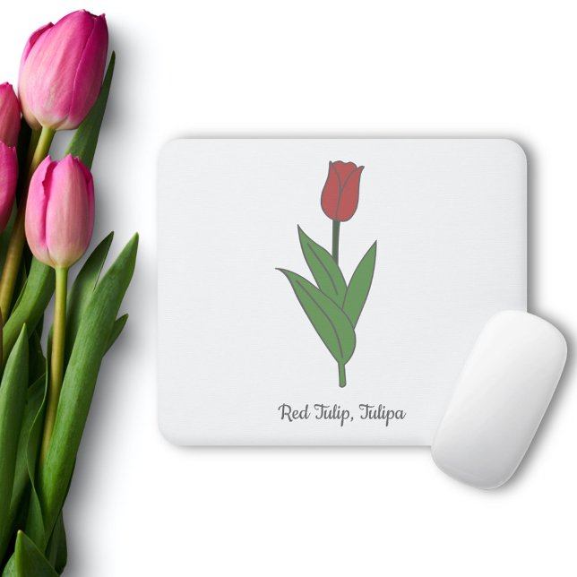 Pastellblomma från Botaniskt rött Tulip Musmatta (Botanical Red Tulip Mouse Pad)