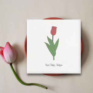 Pastellblomma från Botaniskt rött Tulip Pappersservett