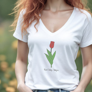 Pastellblomma från Botaniskt rött Tulip T Shirt