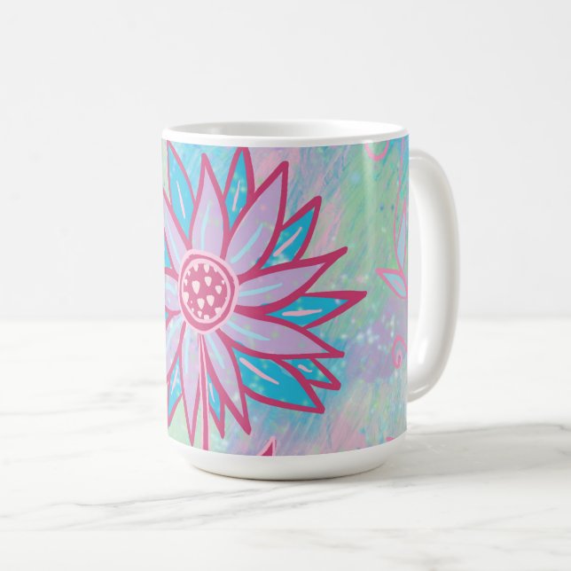 Pastellblomma, handdragen kaffemugg (Framsida höger)