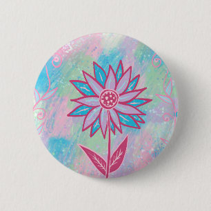 Pastellblomma, handdragen knapp