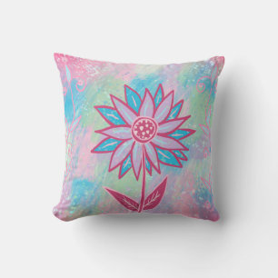 Pastellblomma, handdragen kudde