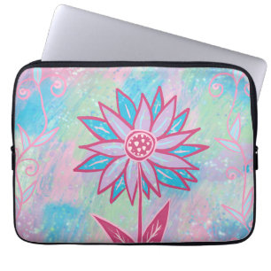 Pastellblomma, handdragen laptop fodral