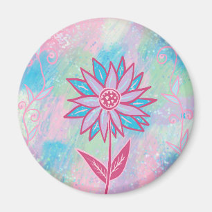 Pastellblomma, handdragen magnet
