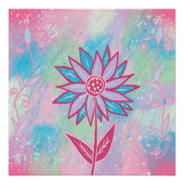 Pastellblomma, handdragen perfect poster
