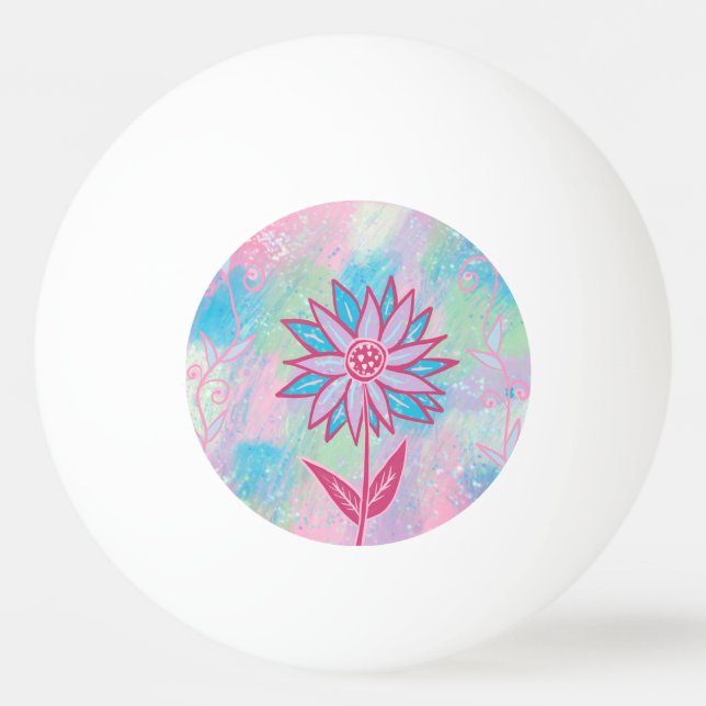 Pastellblomma, handdragen pingisboll (Framsidan)