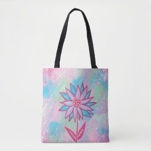Pastellblomma, handdragen tygkasse