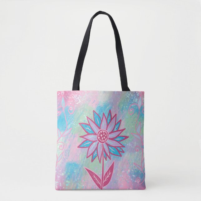 Pastellblomma, handdragen tygkasse (Framsida)