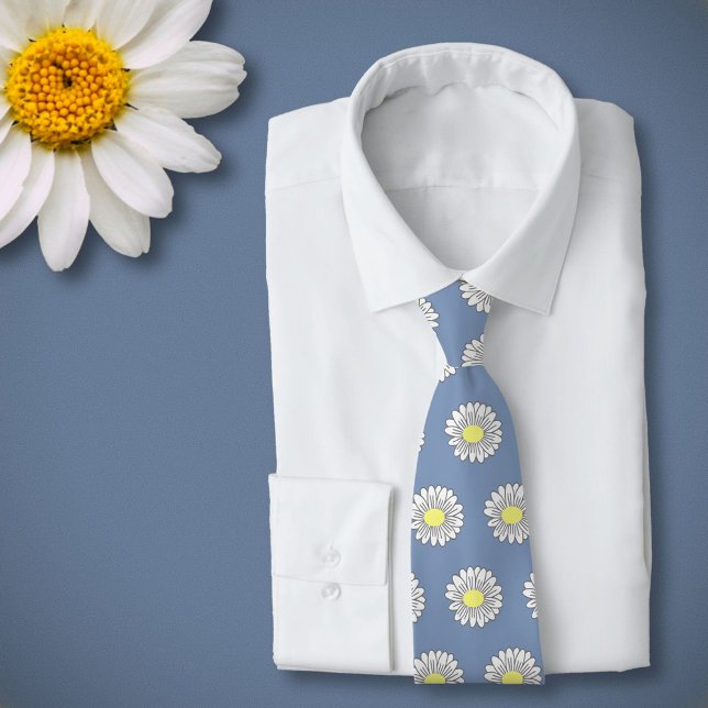 Pastellblomma i botanisk Daisy Slips (Daisy Flower Blue Neck Tie)